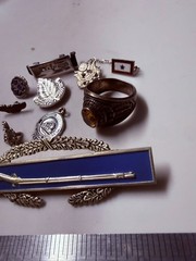 Collection Lot Great Vintage Sterling Silver Fraternal Military ETC Jewelry – X2