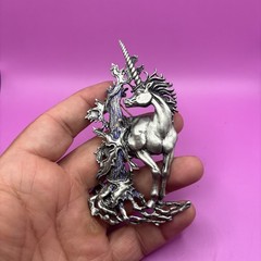 Vintage JJ Unicorn Large Brooch Pin Pewter Plated Mythical Fantasy Fairytale