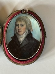 Rare Antique 1790 Georgian Portrait Miniature Locket W Original Case
