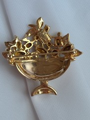 1947 Coro Pegasus Fruit Flower Basket Urn Pin Brooch Rhinestones