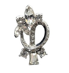 Vintage Pennino Sparkling Ice Bow & Flowers Clip On Earrings Rhodium Plated