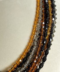 VTG Vendome Torsade 10 Strand Varied Shape Amber Black Gray Bead Necklace WOW