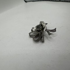 Sterling Silver JJJ Rose Flower Ribbon Brooch Pin Pendant (3.12g)
