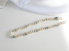 Sterling Silver 925 Natural Heated London Blue Topaz Tennis Bracelet 8″