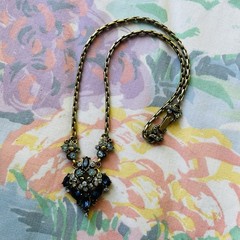 Vintage Signed Hollycraft Electric Blue Rhinestone Necklace Copr 1952 Rare AS IS