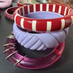 Vintage 10 Celluloid & Lucite Plastic Bracelets Variety Collection
