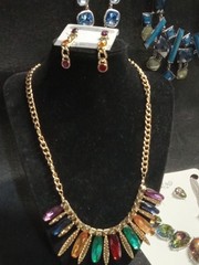 Vintage 2 Modern Costume Jewlery Lot Statement Necklaces Earrings Bracelets Pins