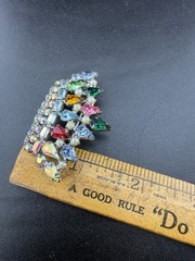 Vintage signed B. David Crown Brooch Multicolor Pear Cut