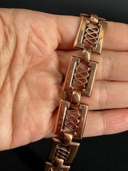 Vtg Renoir Copper Color Rectangle Link Mid Century Modernist Bracelet
