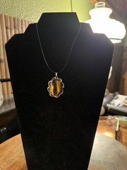 Vintage Signed JJJ Navajo Sterling Silver Tiger’s Eye Pendant (no chain)