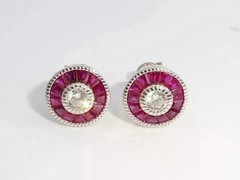 14K White Gold Over 2CT Lab Created Diamond Antique Halo Round Cut Stud Earrings