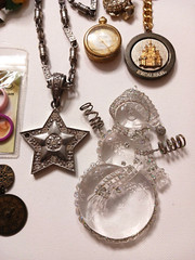 Lot of Odd Metal Items Belt buckles, ornaments, stop watch, rings, key chain +