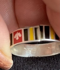 Vintage Mexican sterling silver enamel band ring stylized Thunderbird Design 10