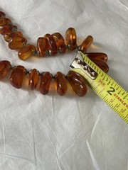 Amber Baltic Honey Cognac Necklace Choker 81.7g Rare VTG Silver Plated Read