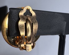 Hermes Vintage Horse Botton Earrings Clip On Gold Tone