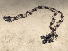 🏰 VINTAGE Garnet 925 STERLING SILVER CROSS Pattée Necklace MEDIEVAL GOTHIC 11g