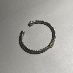 Vintage Cable Cuff Bracelet With Gold X 5MM