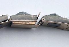 VTG ALLCO AL Lindroth 1920’s Art Deco Green & Clear Rhinestone Link Bracelet 7″