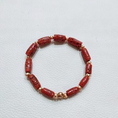 Natural Coral Gemstone Bracelet Italian Sea Coral Handmade Stretchable Bracelet