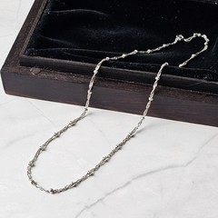 Vintage Italy 925 Sterling Silver Fancy Bead Chain Necklace 15.5″L – 3.32g