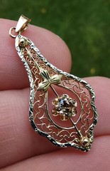 10k Lavalier Pendant & VVS 0.24ct Diamond 🔥 Modified Reclaimed Antique 🔥 VIDEO