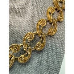 Etruscan Revival Vintage Gold Tone Choker Necklace 17″ Filigree Swirls Statement