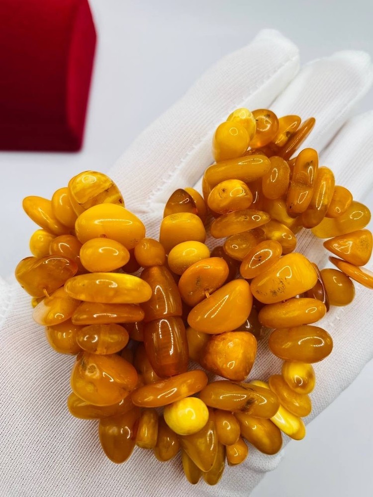 Vintage necklace Natural Amber Egg Yolk Baltic Beads