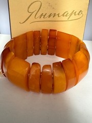 Vintage Butterscotch Baltic Amber Bracelet Stretchy USSR Soviet Kaliningrad