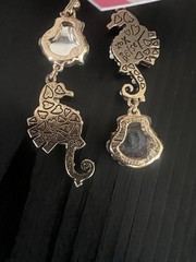 Betsey Johnson White Pearl Seahorse Earrings and Necklace Set – Rare – O4