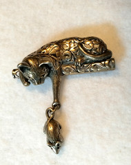 Vintage Jezlaine Sterling Silver Cat Playing with Mouse Brooch (179 – 2679)