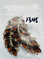 Vintage brown rhinestone feathers Brooch
