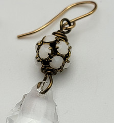 Vintage 14K Gold Filled Clear Crystal Drop Earrings 1″ French Wire