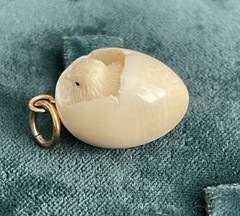 Hatching Egg Chick Charm Hand Carved 1/2″ realy cool detailed carving