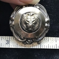 Vintage Silver Alloy Stunning Large Dementional Lion Head Clip-on Earrings