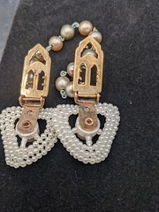 Vintage Double Heart Fur Clip With Faux Pearls