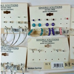 Lot Vintage Y2K Sensible Solutions Earrings Studs Hoops Nickel Free Deadstock