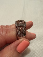 Vtg 925 SterSilver Diamond Pave’ Sz 9-5g Gorgeous Ring!