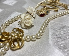 Vintage Jewelry Lot Signed Judy Lee Clip Earrings Necklace Rings Brooch Romantic