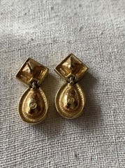 Signed Vintafe Gold Tone Pink and Green Swarovski Crystal Earrings!