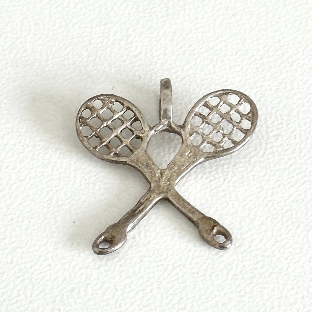 Vintage 925 Sterling Silver Tennis Racket Sports Themed Charm Pendant