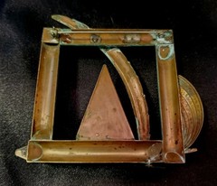 ESTATE Antique Pin, Patina Copper, Varied Charms, Handmade Creatively Designed