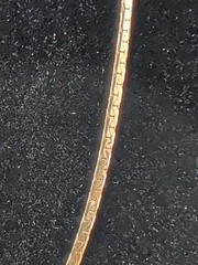 Signed Korean 2mm Gold Tone Flat Textured Knitted Serpentine Choker Necklace
