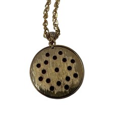 Gold Tone Necklace Swirl and Glass Stone Design Vintage Pendant