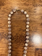 Vintage Carved Beaded Resin Elephant Necklace Trunk Up