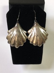 Vintage TAXCO TE-05 Sterling Silver Mexico Large 2.25″ Seashell Dangle Earrings