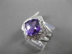 ESTATE LARGE 2.25CTW DIAMOND & AAA EXTRA FACET AMETHYST 14KT WHITE 3D HALO RING