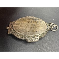 Vintage Ornate Floral Art Deco Oval Locket Pendant Silver Tone 26.7mmx41.4mm