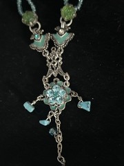 Vintage H. Dublin Signed Necklace Dangle Crystal Multicolor Bead Statement 18”
