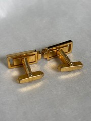 Vintage Givenchy Cufflinks G Logo Gold Tone Rectangle France Style Men’s Jewelry