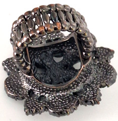 Vintage Blue Green Rhinestone Cluster Cocktail Ring Stretch Band Chic Maximalist